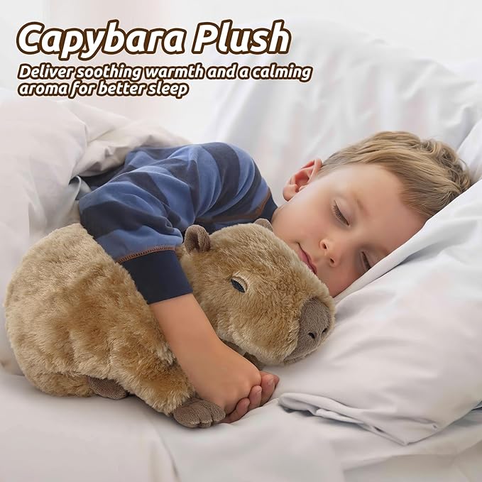 Capybara Stuffed Animals, Microwavable Stuffed Animal Adorable Fluffy Capybara Plush for Warmth Comfort, Heatable Coolable Lavender Scent Toy, Cute Soft Plushie Gift for Kids Adult & Children Boy Girl