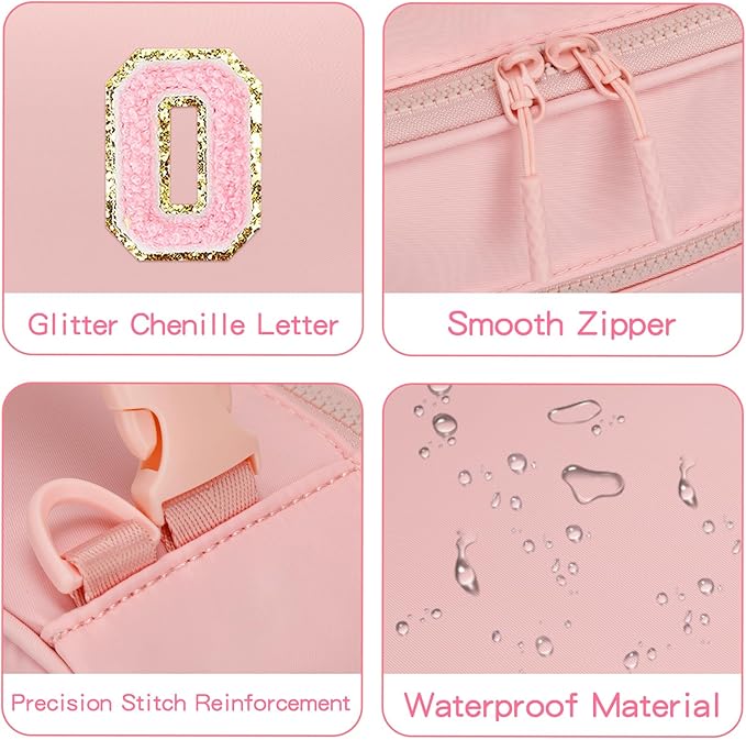 Initial Insulated Lunch Bag for Girls Kids, Back to School Gift, Reusable Leak-proof Lunch Box with Adjustable Strap for School Daycare Travel Picnic (Pink,O)