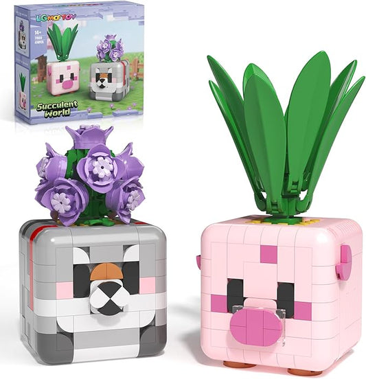 Botanicals Flowers Building Blocks Toys for Kids - Boys, Girls, Adult Desk and Room Decor Displays - Christmas Stocking Stuffers and Birthday Gifts