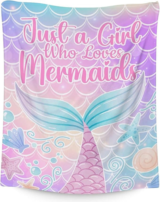 Mermaid Tail Blanket - Soft, Fuzzy & Warm - 30"x40" Small Blanket for Couch, Office - Colorful Cute Throw Gifts for Girls