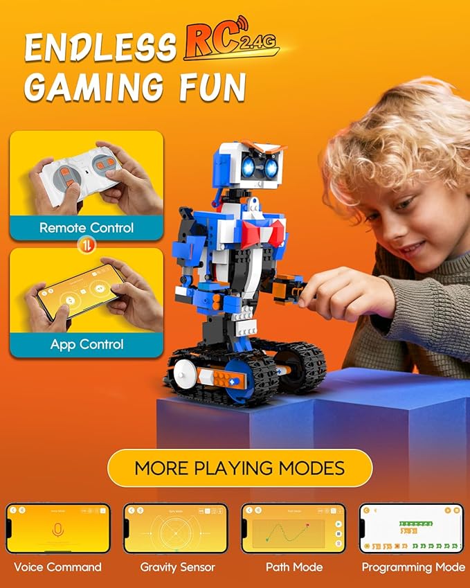 aukfa STEM Robot Toys Building Kits, Building Toys for Boys Age 8-12, App & Remote Control Blocks Engineering Science Learning Educational Coding DIY Stem Projects Robot Gifts for Boys & Girls