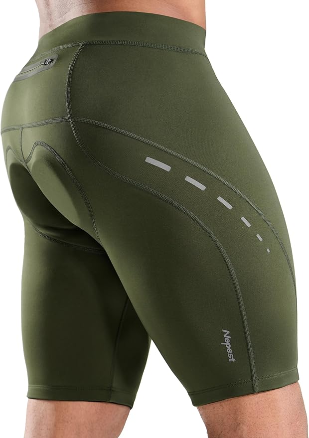 Nepest Men's Bike Shorts 4D Padded Cycling Road Biking Riding Biker Bicycle Mountain Cycle Shorts Zipper Pockets