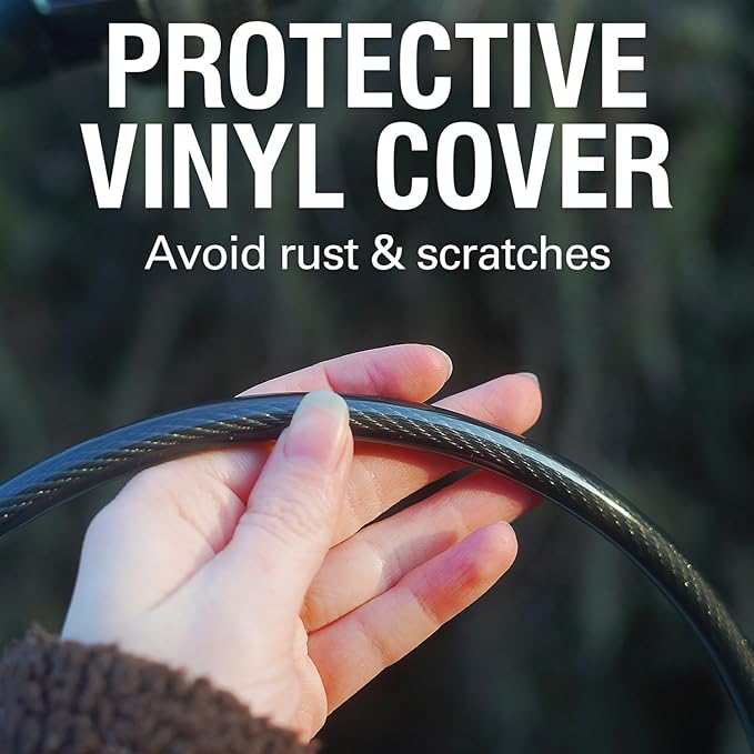 MARQUE Straight Combination Bike Lock Cable - 3/8 inch (5FT, 10FT, 15FT, 25FT) Resettable Combination Lock, Anti-Theft Security Cable for Bicycles, Kayaks, Paddle Boards and Outdoor Gear (10 FT)