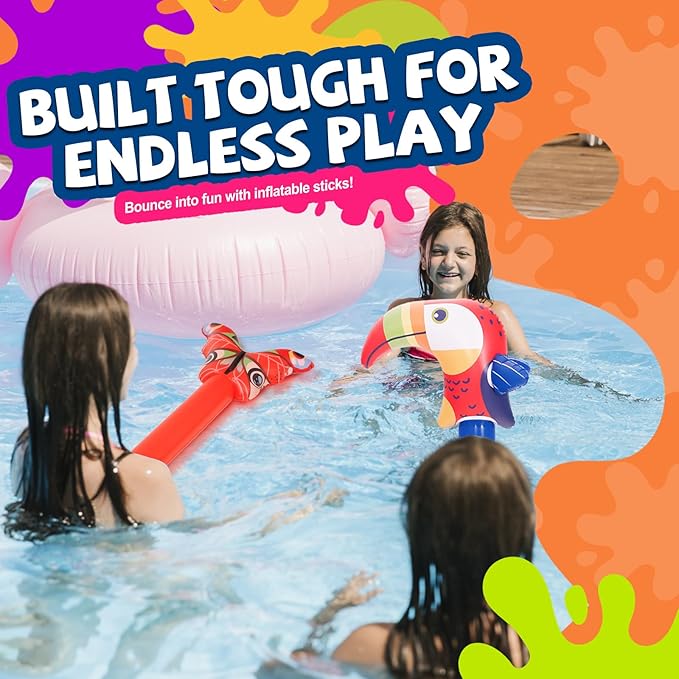 DIMAR GARDEN Kids Inflatable Stick, Outdoor Blow Up Stick Balloons Toys for Swimming pool, Red