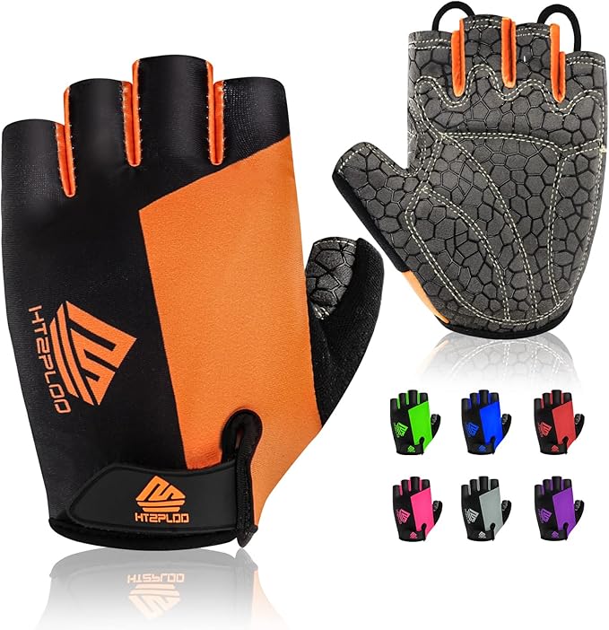 Bike Gloves for Men Women with Anti-Slip Shock-Absorbing Pad, Light Weight Half-Finger Cycling Gloves