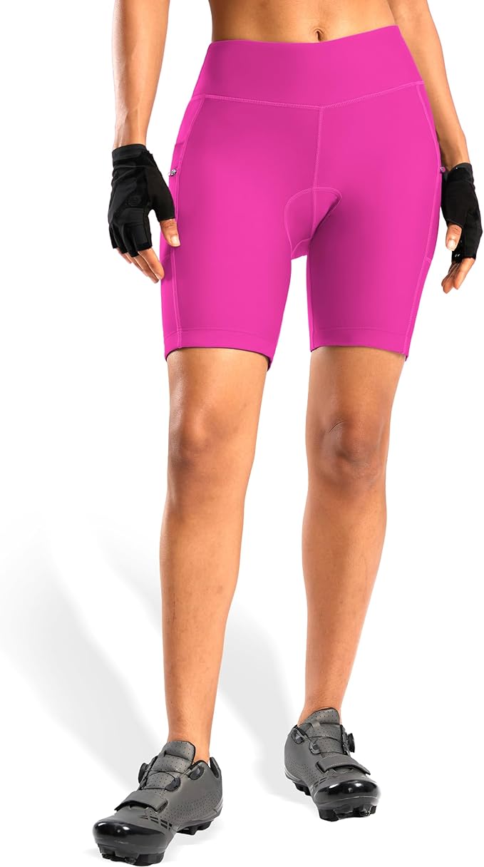 Women's 4D Padded Bike Shorts 5"/7" Riding Underwear Cycling Bicycle Road Biking Cycle Shorts for Women Zipper Pockets