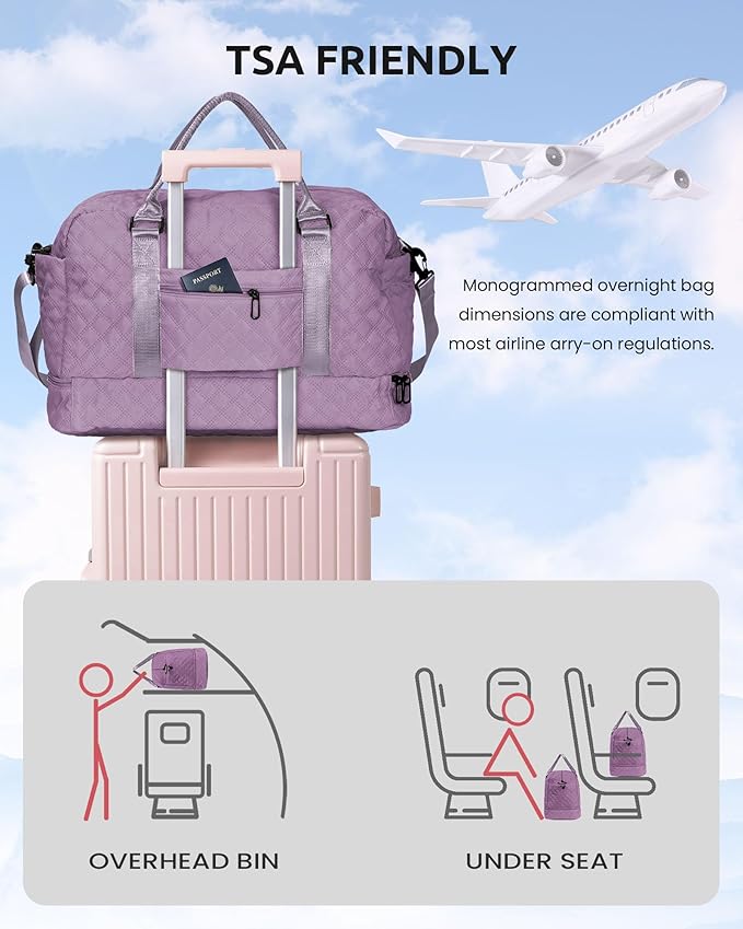 Gifts for Girls-Duffle Bag with Shoe Compartment, Personalized Weekender Bag, Overnight Bags for Women, Letter Travel Bag with Makeup Bag，Tween Girls Trendy Stuff Gift (Letter B)