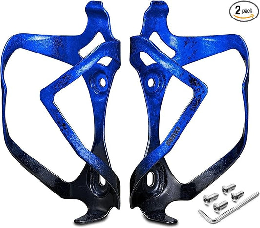 Bike Water Bottle Holder Bicycle Cage for Mountain Road MTB Gravel Adult Bikes Cycling Universal Carrier Rack 2 Pack Aluminum Alloy Ultralight Kettle Drink Accessories Blue Black