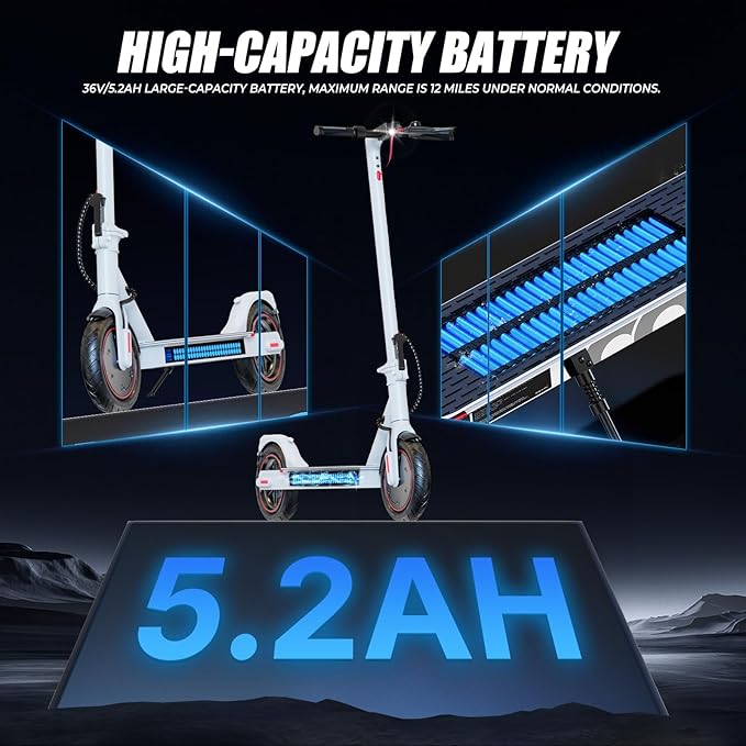 iScooter Electric Scooter for Adults, 23/18/12 Miles Long Range,22/19/18 Mph Top Speed, Commuting Electric Scooter with Cruise Control, Double Braking Systems Escooter for Adults and Teens