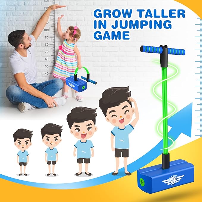 CUUGO LET'S GO! CG Jumping Promotes Growing Taller- Pogo Stick Foam Pogo Jumper for Kids, Toys for 3-12 Year Old Boys Girls Outdoor Toys Indoor Toys Fun Gifts Christmas Stocking Stuffers Gifts