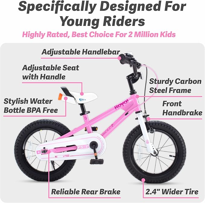 RoyalBaby Kids Bike EZ Balance to Pedal Dual Handbrake Toddlers Boys Girls Bicycle 12-20 Inch for Age 3-10 Years
