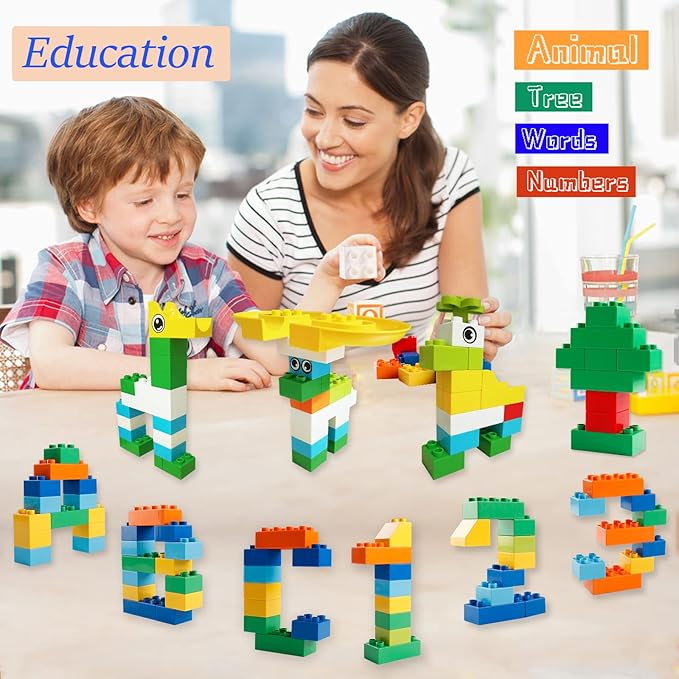 Marble Run Building Blocks, 145 PCS Classic Big Blocks STEM Toy Bricks Set Kids Race Track Compatible with All Major Brands Bulk Bricks Set for Boys Girls Toddler Age 3,4,5,6,7,8+