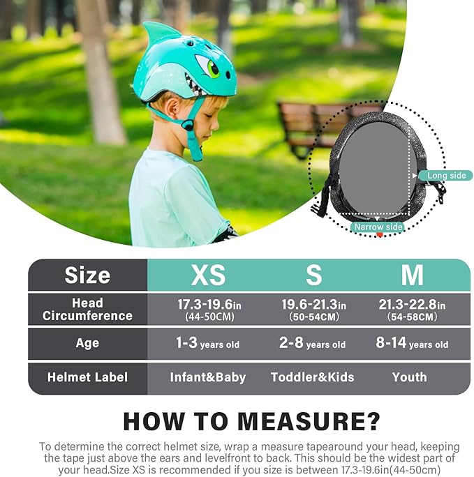 Kids Toddler Bike Helmet, Adjustable and Multi-Sport for Child Boys and Girls, 2 Sizes