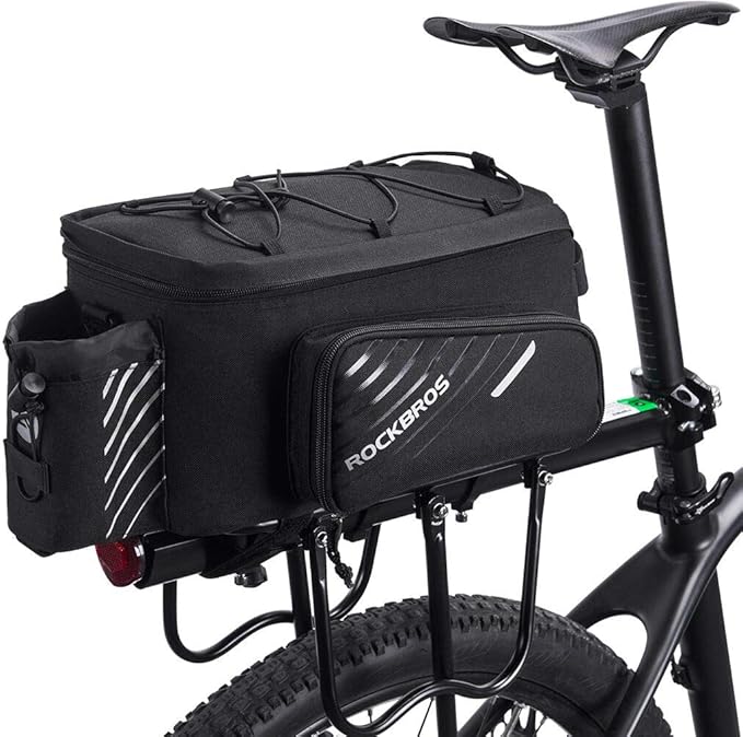 ROCK BROS Bike Rack Bag Bicycle Bag Trunk Rear Rack Bag Bike Panniers Bike Accessories Basket Storage Luggage Saddle Shoulder Bag 13L for E bike, Bicycle With Rain Cover