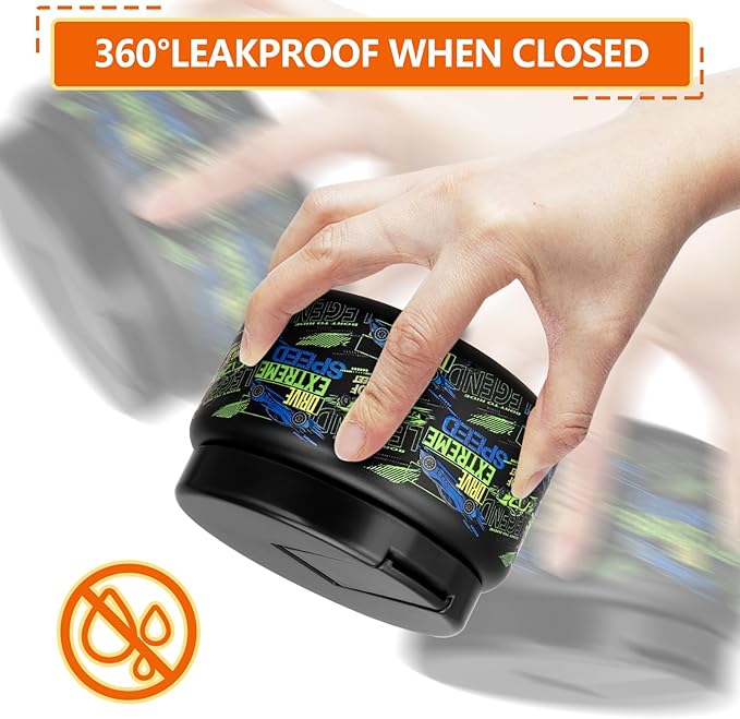 13.5oz Kids Soup Jar for Hot Food Vacuum Insulated Food Jar with Buckle Lid, Stainless Steel Wide Mouth Leak Proof Lunch Container for School Picnic Travel (Car Black)