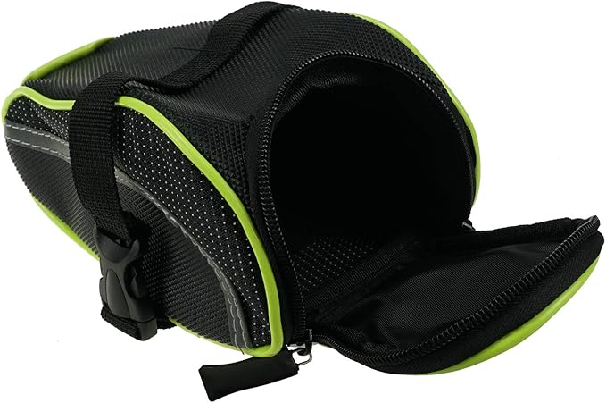 Ryhpez Bike Saddle Bag, Bicycle Bag Back Seat Pouch Mountain Bike Pocket Pack Waterproof Strap-on Seat Bag for Outdoor Night Safety Ride, Convenient with Reflective Stripes - Green