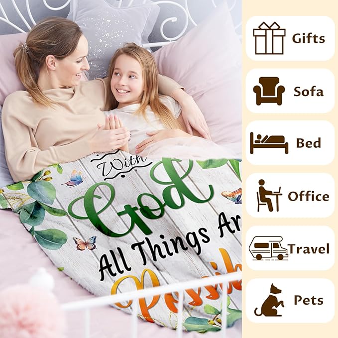 Christian Gifts for Kids Girls, Christian Blankets Birthday Gifts Ideas, Throws for Girls Age 3-4, 30''x40'' Lightweight Soft Inspirational Throw Blanket Decor for Couch, Sofa, Bed