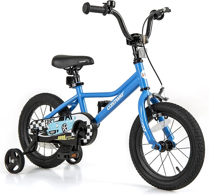 COSTWAY 12/14/16/18 Inch Kids Bike, Boys & Girls Training Bike w/Removable Training Wheels, Pneumatic Tires, Adjustable Handlebar & Seat, Dual Brake System, Children Toddler Bicycle for 3-8 Years Old