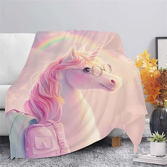 Unicorn Throw Blanket Funny Unicorn Rainbow Stuff Gifts for Kids Girls Boys Adults Women Man Soft Cozy Warm Plush Fluffy Fuzzy Fleece Blanket Decor 40''X50''
