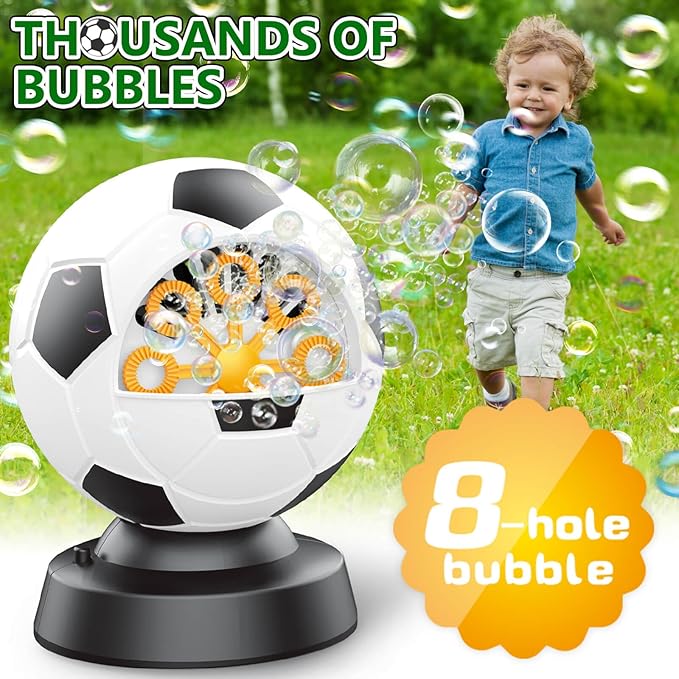 Soccer Bubble Machine, Toy for Ages 5-7 Year Olds, Kids & Toddlers, Birthday Gift for 3 4 5 6 7 8 Year Old Boys Girls, Suitable for Party, Outdoor & House Activities with Bubbles
