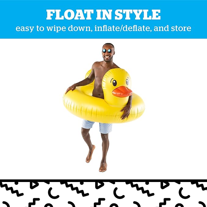BigMouth Inc. Giant Duck Pool Float, Over 4' Wide, Inflatable Floatie Tube, Blow Up Swim Ring, Outdoor Summer Pool Party Water Toy