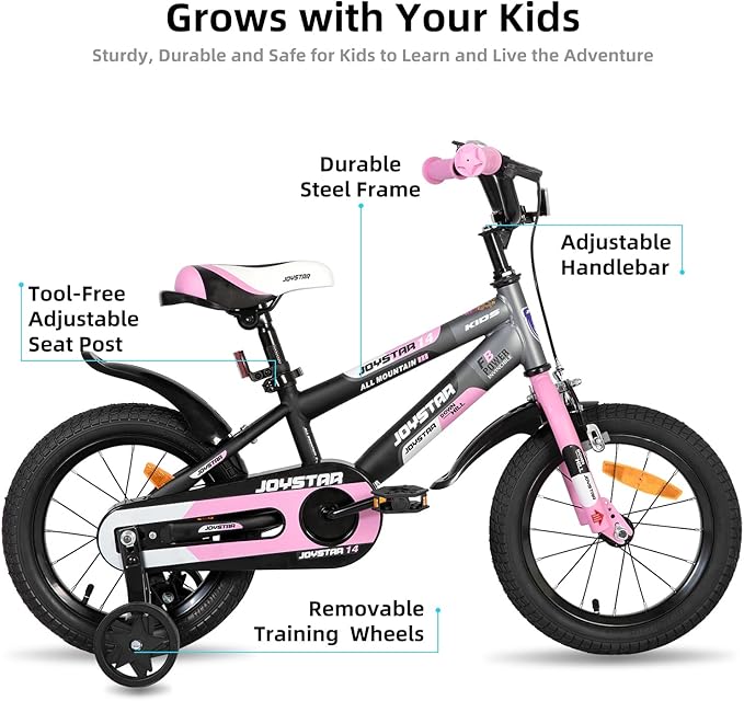 JOYSTAR New Berry Kids Bike for Boys and Girls Ages 3-12 Years Old, 12 14 16 Inch Kids Bicycles with Training Wheels, 20 Inch Bike with Kickstand, Multiple Colors