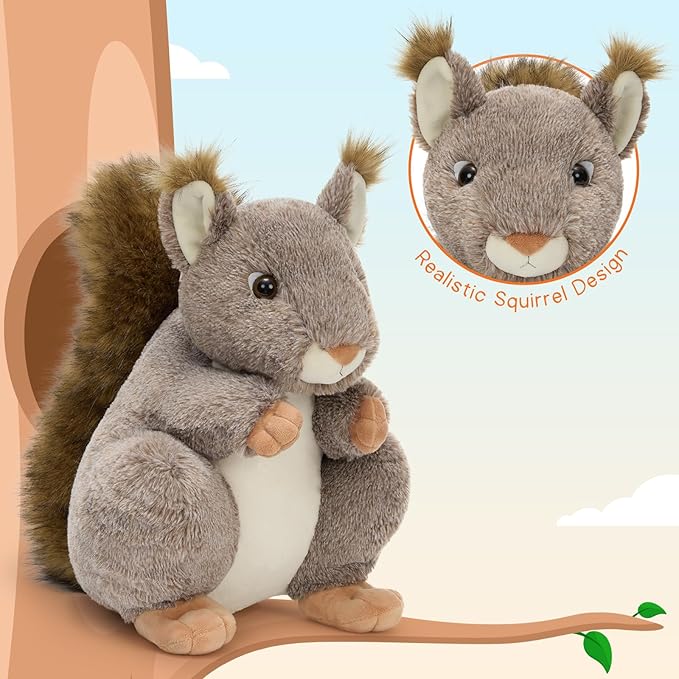 MaoGoLan Giant Squirrel Stuffed Animal,17.7" Realistic Squirrel Plush Toys with Cute and Fluffy Tails,Big Stuffed Squirrel Gift for Forest Animal Lover,Girls,Boys,Kids,Baby Shower