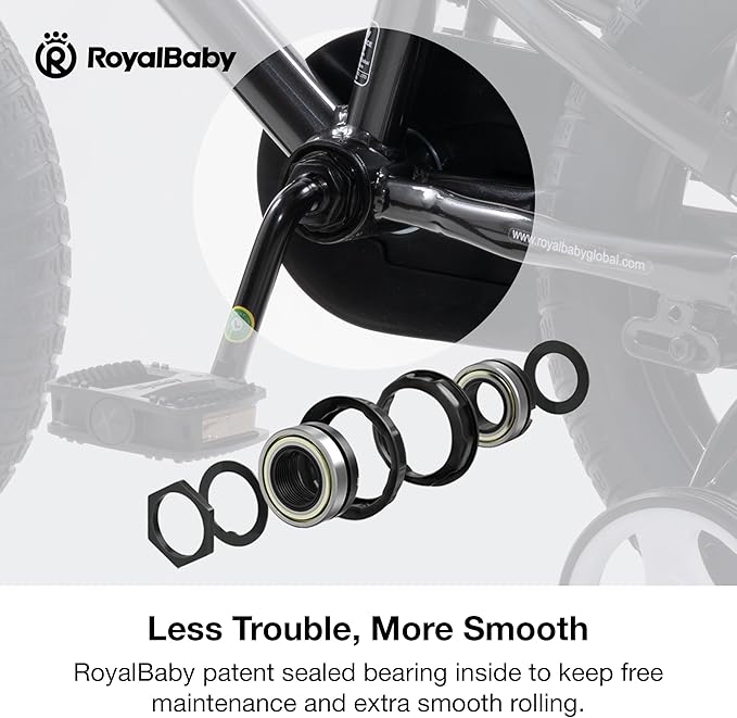 RoyalBaby Kids Bike EZ Freestyle Training Free Balance to Pedal Easy Learning Bicycle, 12-18 Inch for Toddlers to Big Kids