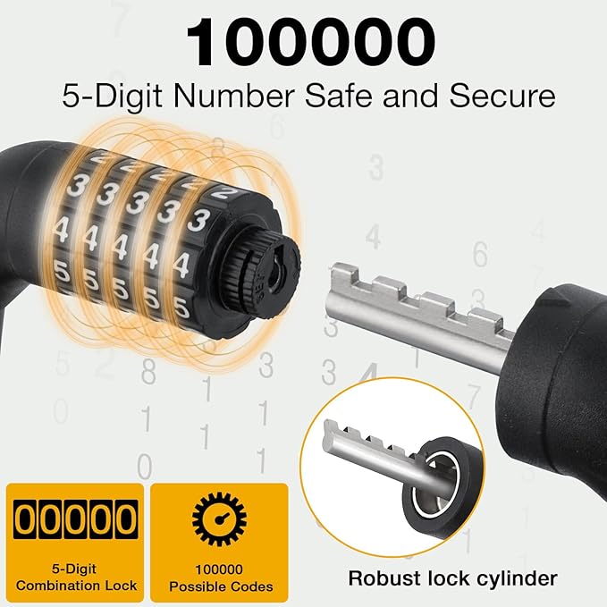 E Scooter Lock, Bike Combination Cable Locks Compatible with Xiaomi M365/Max/GXL/Ninebot/Segway/Motor/Bicycle Lock 4 ft Long/0.472In Scooter Anti-Theft Ideal 4 Digit/12 Steel Cable