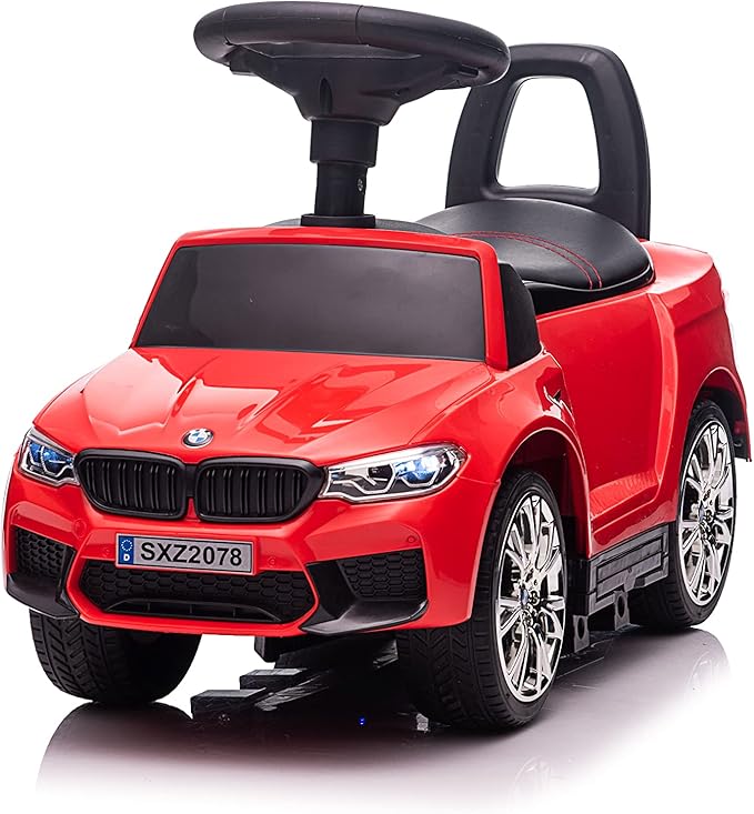 Best Ride On Cars BMW 4 in 1 Battery Powered Push Car, Red, Large