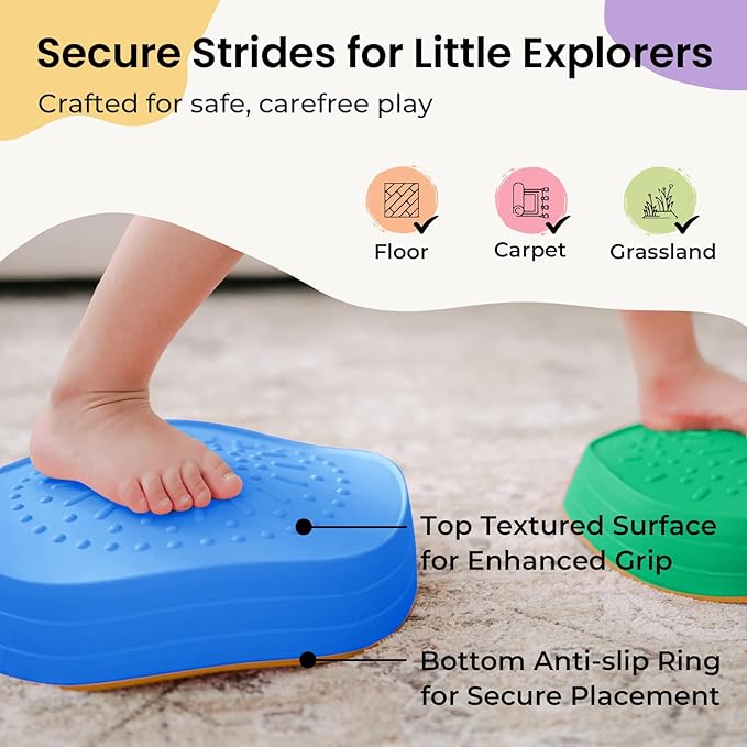 Tiny Land Stepping Stones for Kids, 5pcs Non-Slip Toddler Stepping Stones, Sensory Stepping Stones for Promoting Toddler's Balance & Coordination Skills, Stepping Stones for Toddlers 3-5