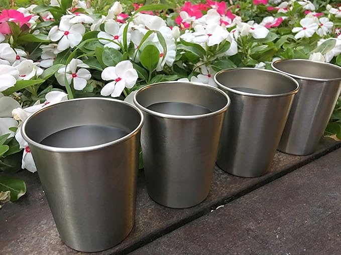 CHILLOUT LIFE Stainless Steel Cups for Kids and Adult 12 oz – Metal Kids Cups stackable for Home & Outdoor Activities, BPA Free Healthy Unbreakable Premium Metal Drinking Pint Glasses (4-Pack)