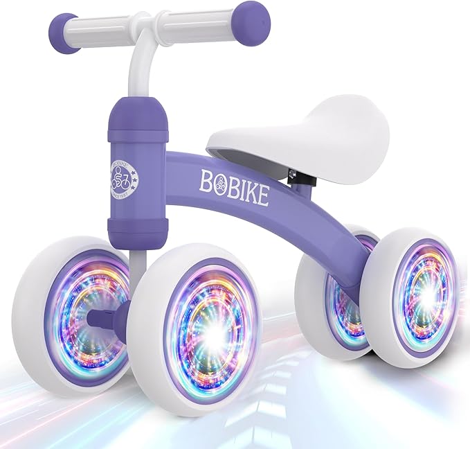 Baby Balance Bike Toys for 12-36 Months Kids Toy Boy and Girls Gifts Toddler Best First Birthday Gift Children Walker No Pedal Infant 4 Wheels Bicycle (Colorful, Purple-Light)