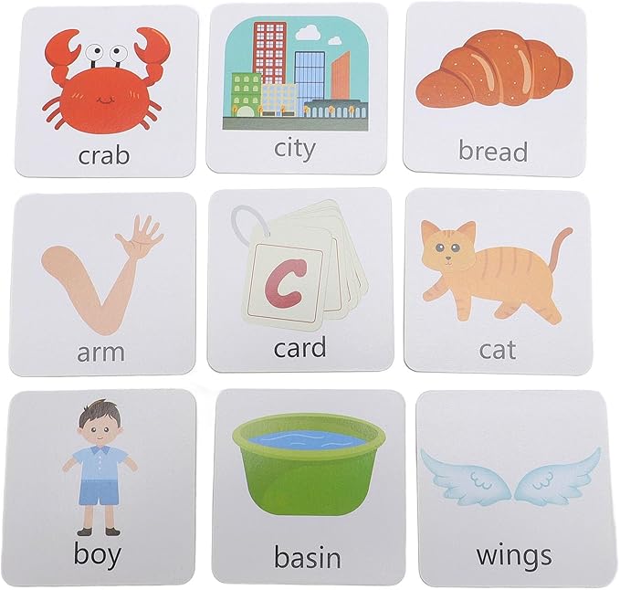 Premium Wooden Alphabet Stacking Blocks, Educational Toys for Toddlers, Improve Vocabulary Early Learning ABC Letter Blocks for Learning English Speaking and Listening Skills, Wood + Paper