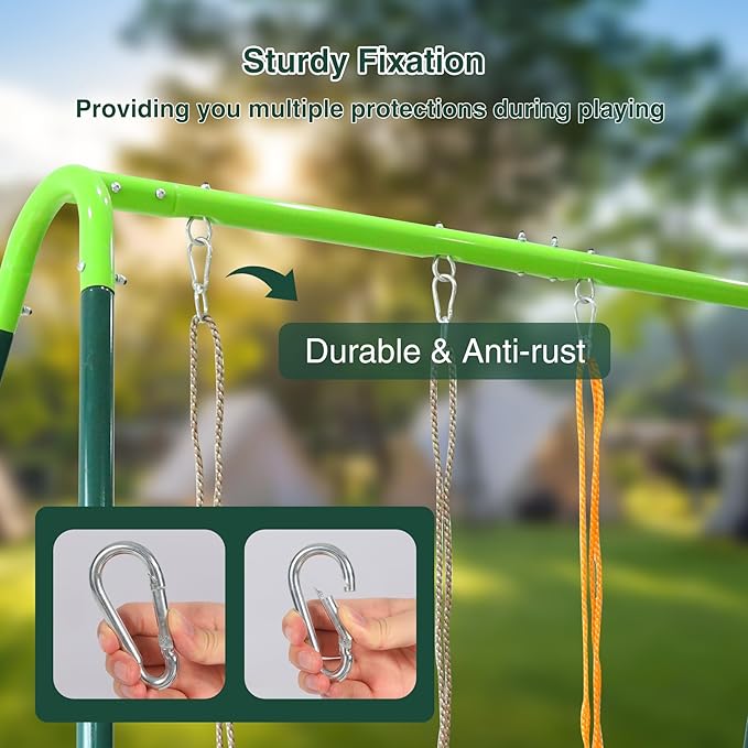 RedSwing Toddler Swing Set, Heavy Duty High Back Full Bucket Swing with Belt Swings Seat Combo Pack for Swingset, Tree Straps and 4 Hooks Included, Green