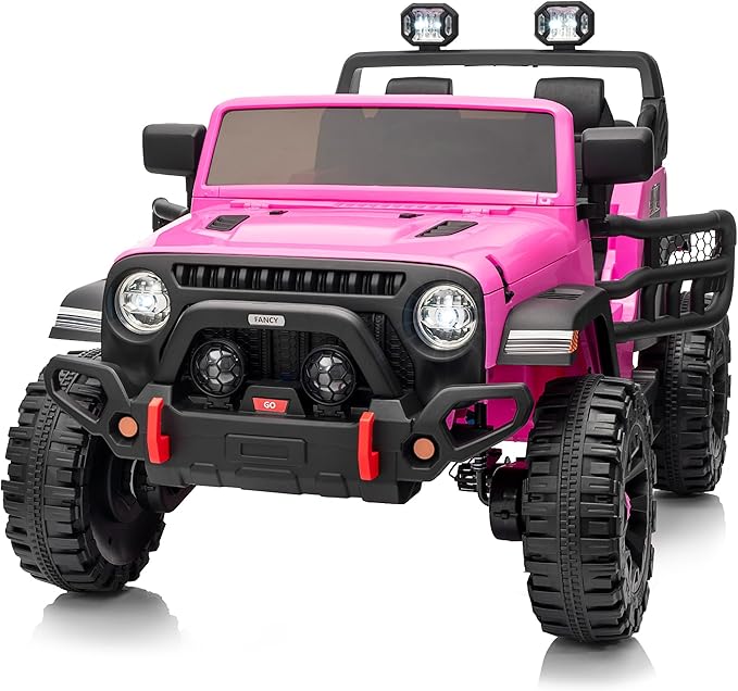 2 Seater Ride on Toy Car for Kids, 24V 4WD Ride-on Truck Kids Electric Car with Remote Control, 4x200W Motors - Pink