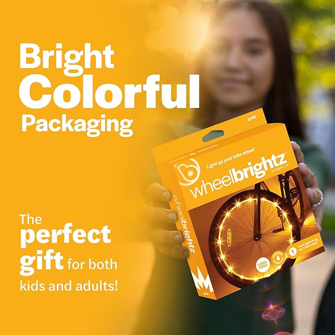 Brightz WheelBrightz LED Bike Wheel Lights - 2025 Edition with Superior Straps & LED-Weatherproof Shield! 14 Colors - Unmatched Durability, Visibility & 48+ Hours of Dazzling Illumination