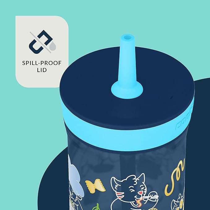 Contigo Kids’ Leighton Straw Tumbler with Spill-Proof Lid 14oz. 2 Pack Blueberry & Jade
