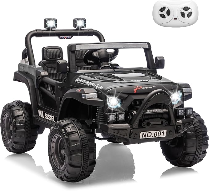 12V Ride On Car for Kids, Ride On Toy w/Parent Remote, Spring Suspension, Bluetooth, Music & Horn, LED Light, 4.1MPH Max Speed, 3 Speeds, Electric Car for Kids Toddlers Age 3-8, Black