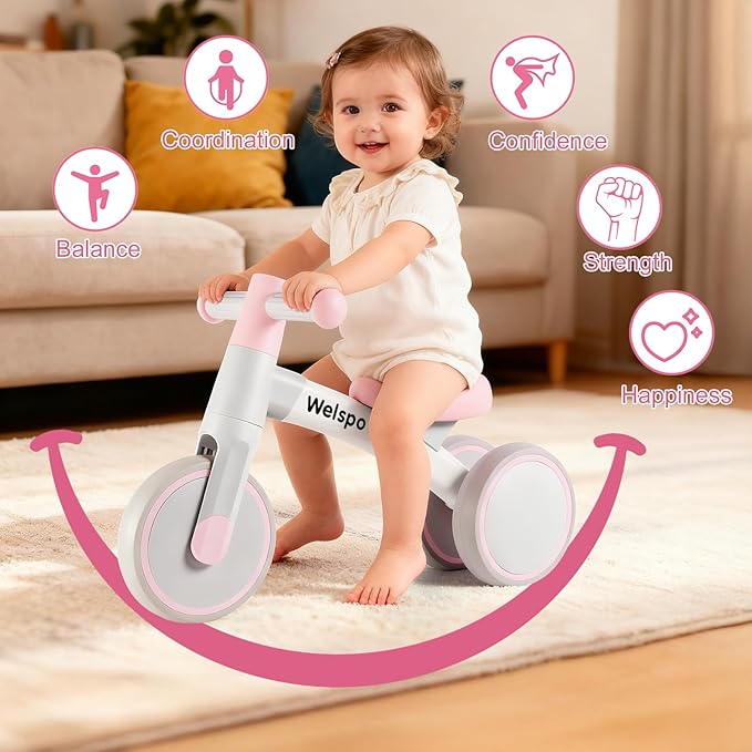welspo Baby Balance Bikes for 1 Year Old Boys Girls 12-24 Months Kids Toddler First Bicycle Infant Walker Children No Pedal 3 Wheels Mini Bike Riding Toys