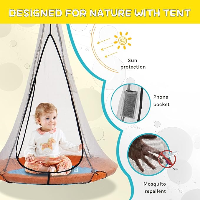 SkyBound Tree Swing Saucer Swing - 600LB Weight Capacity - Outdoor Swing with Hanging Straps - Waterproof Tree Swings for Kids - Tire Swings for Trees - Durable Flying Swing Seat for Children