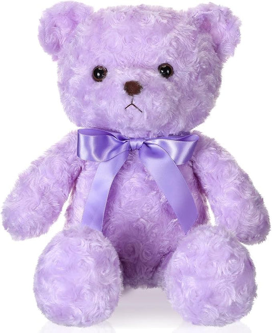 16 Inches Girl's First Bear Plush Stuffed Cute Bear Soft with Bow Plush Animal Toys for Girl Girlfriend Baby Shower Birthday Gifts Valentine Gifts(Purple)