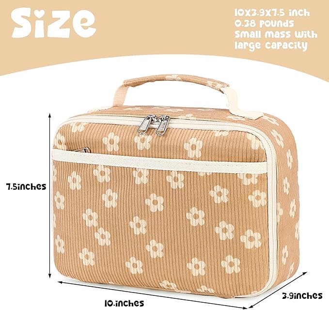 Bluboon Kids Girls Lunch Bag Insulated Lunch Box for school Corduroy Lunch Cooler Organizer School Kids Lunch Tote
