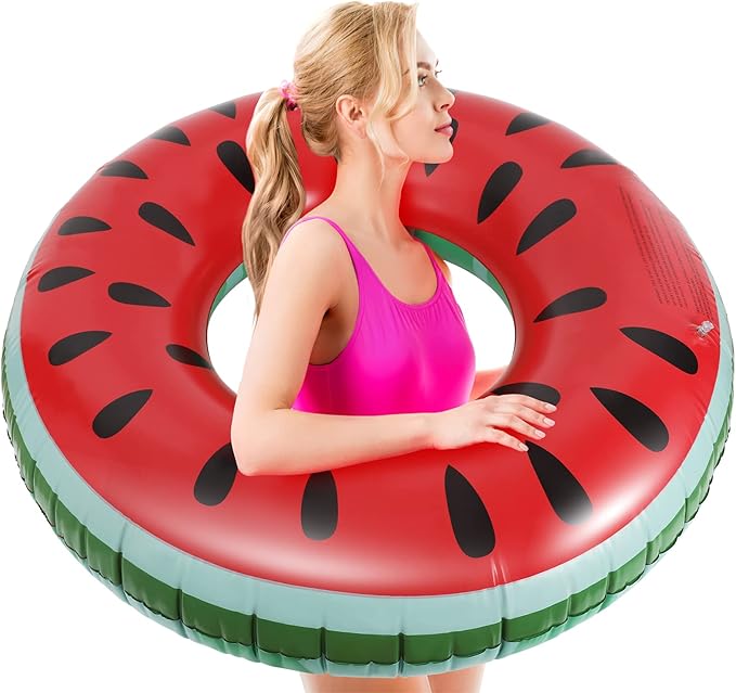 HeySplash Pool Tubes for Adult, 40'' Large Pool Float Watermelon Swim Floaties, Floats Inflatable Swimming Ring Floating, Summer Fun Beach Lake Party Decoration Toys, Watermelon