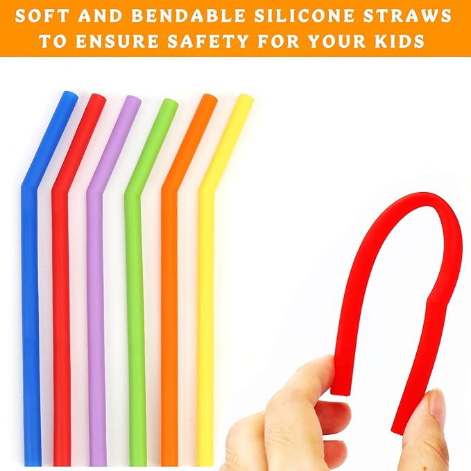 ShineMe Kids Cups with Straws and Lids, 12oz Spill Proof Toddle Straw Cups with Sleeves, Reusable Water Tumbler for Cold & Hot Drinks, Stainless Steel Sippy Cup 6 Pack