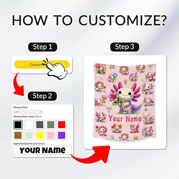 Girls Blankets Gifts Axolotl Blanket for Kids Child Teens, 50"x60" Personalized Cute Flannel Throw Gifts for Sofa Couch Living Room