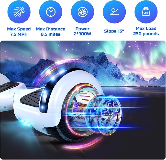 Scooter with Seat Attachment for Kids Adults, 6.5'' 8.5''Balancing Scooter with Bluetooth Speakers & Colorful LED Light with Kart