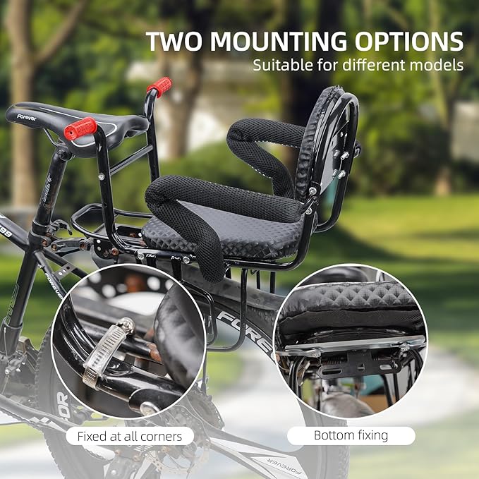 2025 New Rear Child BikeSeat, Adiustable BackrestRear Bike Seat, Foldableand Rotatable RearMounted Child Bike Seat Child Rear Seat with ThickBackrest, Suitable for MostBicycle