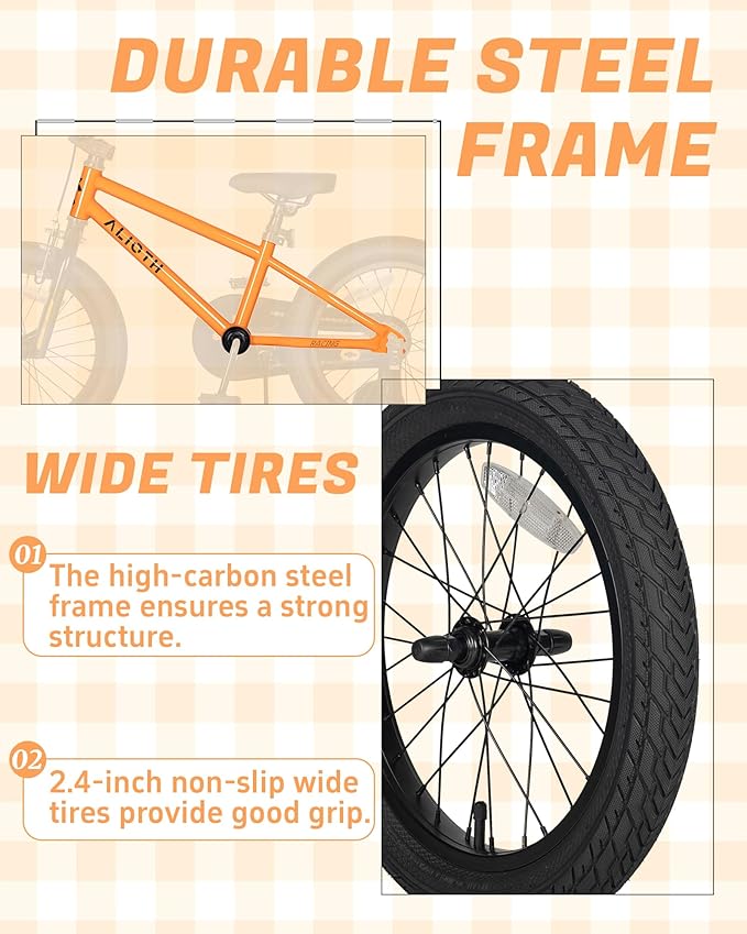 12 14 16 20 Inch Kids Bike BMX Style Bicycle with Training Wheels for 2-14 Years Old Toddlers Boys Girls Coaster Brake Multiple Colors