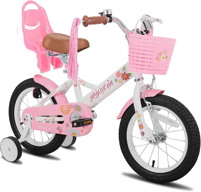 JOYSTAR Little Daisy Kids Bike for Girls Boys Ages 2-7 Years, 12 14 16 Inch Girls Bikes with Doll Bike Seat & Streamers, Boys Bike with Flag & Number Plate, Multiple Colors